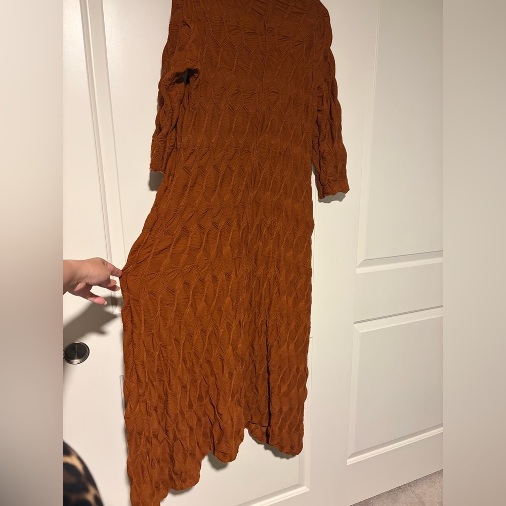 Elegant Rust Orange Brown Textured Women's Dress
